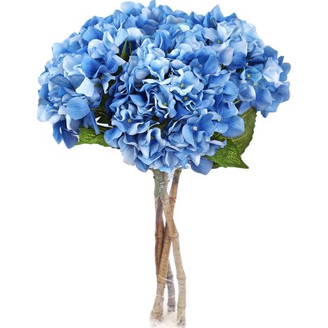 Bouquet D Hortensias Artificiels En Soie Bleu Pour Décoration De Mariage Et Maison - 1 Pièce (1/2)
