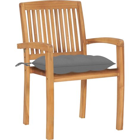Maison Exclusive - Gartenstühle 2 Stk. mit Grauen Kissen Massivho