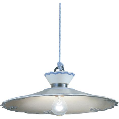 Lampadario Classico Ravenna Metallo E Ceramica Nero Sfumato Arg. 44Cm 1 Luce E27 (1/5)