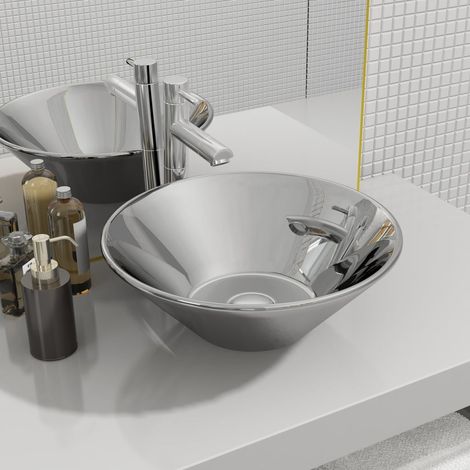Lavabo 42 x 14 cm en céramique argentée