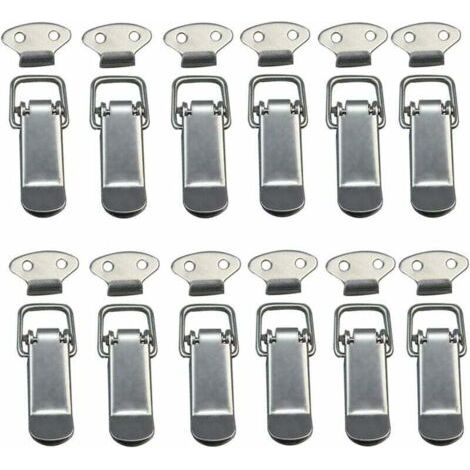 QORVA-Fermeture à Levier, Loquet à Ressort, 12 pcs Loquet à Bascule Fermoir à Ressort avec Crochet Fermeture à Ressort en Acier Inoxydable pour Coffret, Boîte, Tiroir, Armoire-Fei Yu (1/4)