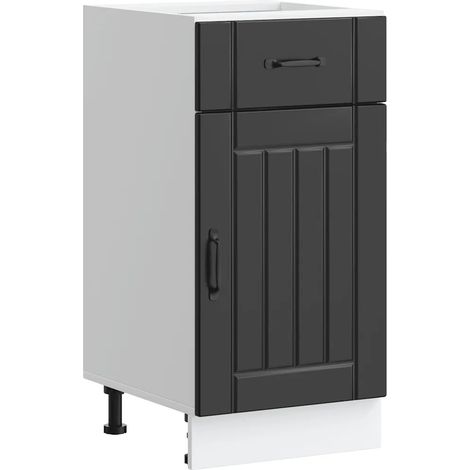 Mueble de cocina moderno con prácticas puertas de almacenamiento 40 x 46 x 81,5 cm madera de ingeniería negra 020050063 (1/5)