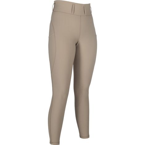 44 IT, verde oliva: Leggings donna per equitazione modello Jil a vita alta con toppa al ginocchio