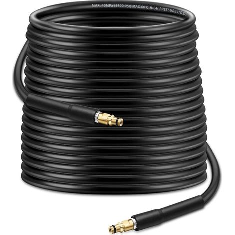 Manguera de limpieza de alta presión de 20 m – Desatascador de desagües para hidrolimpiadoras Kärcher – Conectores de latón – Resistente a la intemperie – 20 m -Crezuo