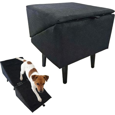 Rampes pour chiens, escaliers et marches pour chiens pour lits et canapés, escaliers pour chiens pour lits et canapés, escaliers inclinés pour petits chiens, chats – noir (32 37 62cm) (1/3)