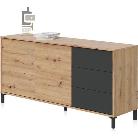 Aparador Lea Gris Antracita - Roble Nodi (ancho) x 74cm (alto) (1/5)