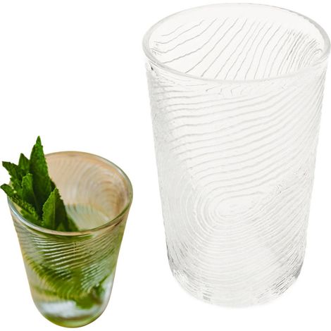 BICCHIERE PER ACQUA, GRINKS, SUCCO 300ml, MOTIVO FETTE DI LEGNO ARBRE, TRASPARENTE (1/5)