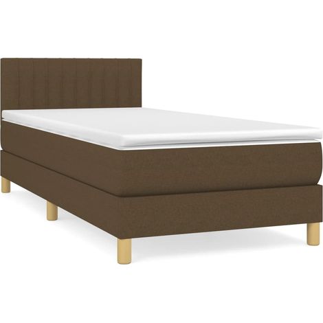 Maison Exclusive - Cama box spring con colchón tela marrón oscuro (1/5)