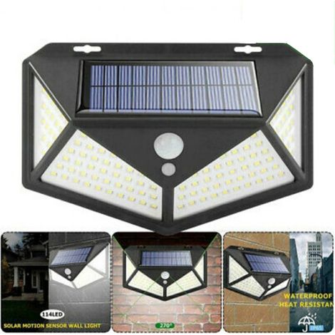 FARO FARETTO 114 LED SMD PANNELLO SOLARE SENSORE MOVIMENTO ESTERNO IP65 TE-B0222
