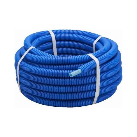 Tube PER gainé bleu Ø 16mm – Longueur 25m – Pression 4 bar – Température 90°C pour installations sanitaires et chauffage - B1816-25
