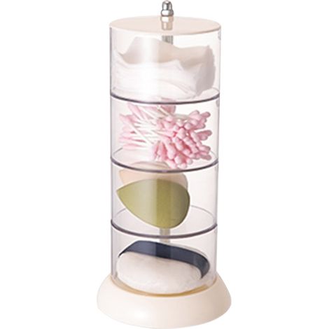 Étagère rotative à 4 niveaux pour poudre, organisateur blanc anti-poussière et respirant de boucles d'oreilles pour la maison. (1/5)