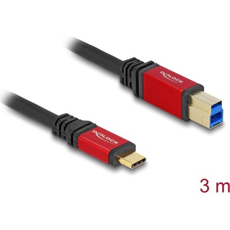 Delock Cable USB 5 Gbps USB Type-Câ¢ macho a USB Tipo-B macho 3 m rojo metal