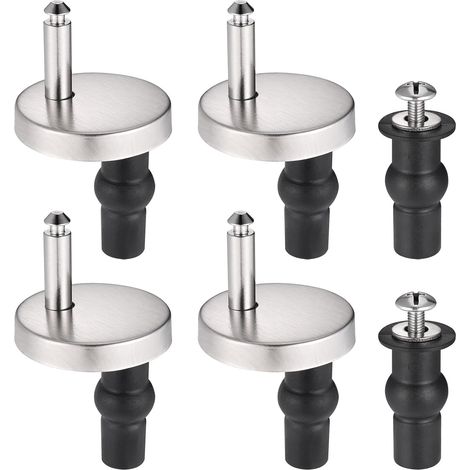 Kit de montaje de asiento de inodoro de cuatro piezas, bisagra universal de liberación rápida para asiento de inodoro, herrajes y tornillos de acero inoxidable para el montaje del asiento de inodoro. (1/5)