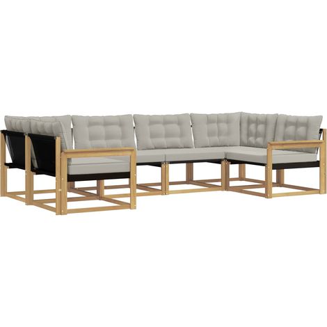 Conjunto de sofás de exterior 6 uds. Blanco y Gris Claro vidaXL (1/5)