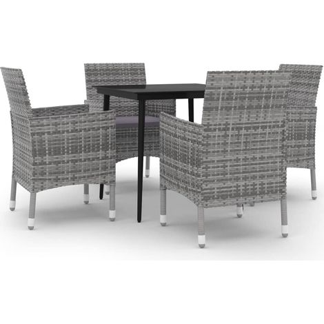 Maison Exclusive - 5-tlg. Garten-Essgruppe mit Auflagen Poly Ratt