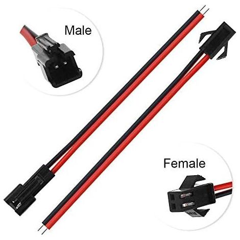 Adattatori per connettori JST SM maschio e femmina da 22 AWG, connettori elettrici miniaturizzati, con cavo e nucleo in rame-zinco, connettori a 2 pin per coppia (20 coppie).