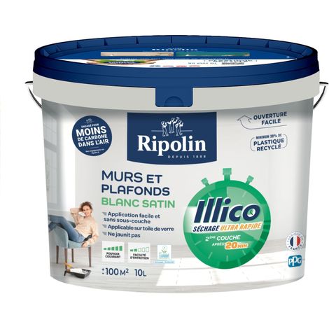 Ripolin – Peinture satin pour murs et plafonds 10L – Ultra-couvrante en 2 couches – Séchage rapide 20 min – Applicable sur tous supports intérieurs (1/5)