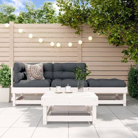 4-tlg. Garten-Lounge-Set Weiß Massivholz Kiefer (1/5)