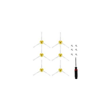 Juego de 6 cepillos laterales de repuesto para aspiradoras robot iRobot Roomba series 600, 700, 800, 900, 694, 677, 850, 860, 870, 880, 890, 980 y 960. Accesorios: Cepillo lateral + destornillador (1/5)