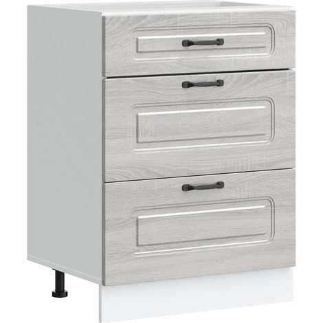 Mueble de cocina con puertas prácticas 60 x 46 x 81,5 cm amplio mueble de almacenamiento moderno en madera de ingeniería Sonoma gris 020050502 (1/5)