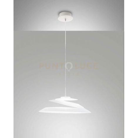 Sospensione Led Bianca Collezione Aragon Fabas 1 Luce Design Moderno Elegante
