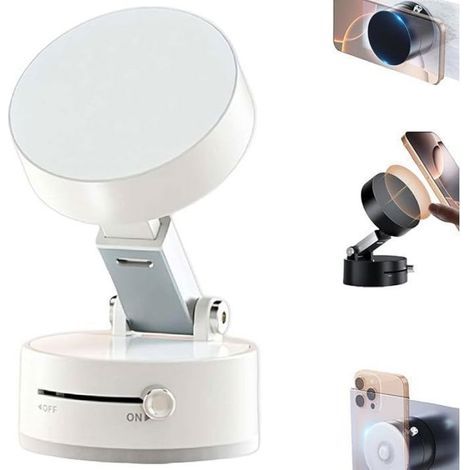 Faltbarer und tragbarer magnetischer Vakuum-Handyhalter, neuer verstellbarer 360°-Dreh-Handyständer, weiß (1/5)