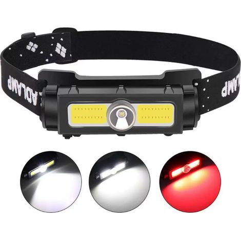 Lampe frontale LED rechargeable 1000 lumens – Lumière rouge et blanche – 7 modes – Aimant amovible pour camping et pêche
