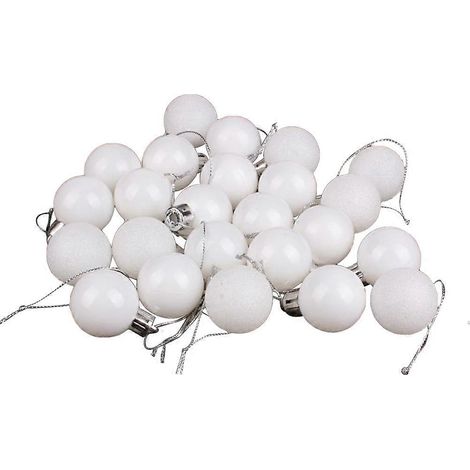 24 boules blanches de Noël pour décorer un sapin, idéal pour les fêtes de fin d'année, les mariages et autres réceptions.-White (1/2)