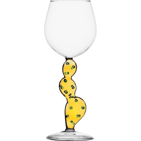 Calice Vino Cactus Jaune Collection Desert Plants 35 cl Verre borosilicate Fait à la main (1/4)