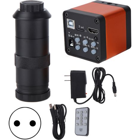 Caméra microscope USB 20MP HD HDMI, caméra industrielle avec objectif C-mount 130X, pour inspection professionnelle, prise UE 100-240V, observation détaillée. (1/5)