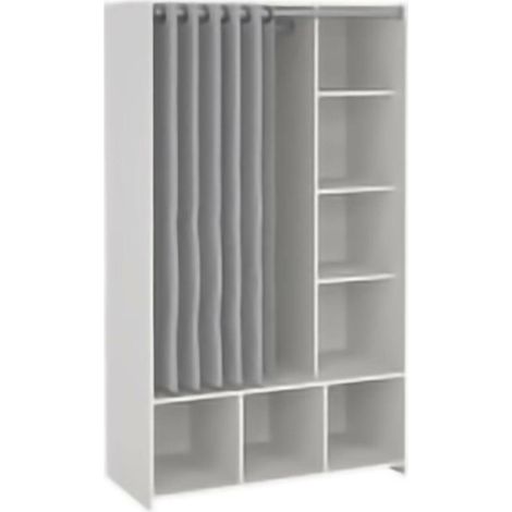 Dmora - Gran Armario Jal, Muebles de dormitorio, Vestidor, Armario de ropa, 105x48 h180 cm, Blanco y Gris