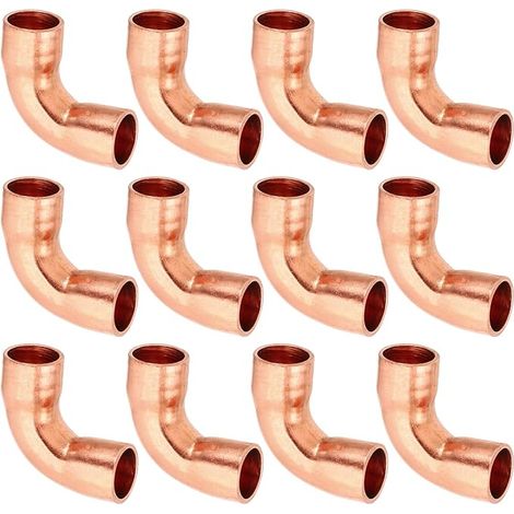 12pcs Raccord Coudé en Cuivre pour Tuyaux Gaz, 6.35mm Raccord Tuyau d'Arrosage Durite Essence, Raccords Tuyauterie à Pression pour HVAC Climatisation Plomberie, Épaisseur 0.8mm (1/5)