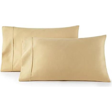 Taies d'oreiller - Lot de 2 taies d'oreiller King Size, 51 x 102 cm, en microfibre - Camel (1/5)