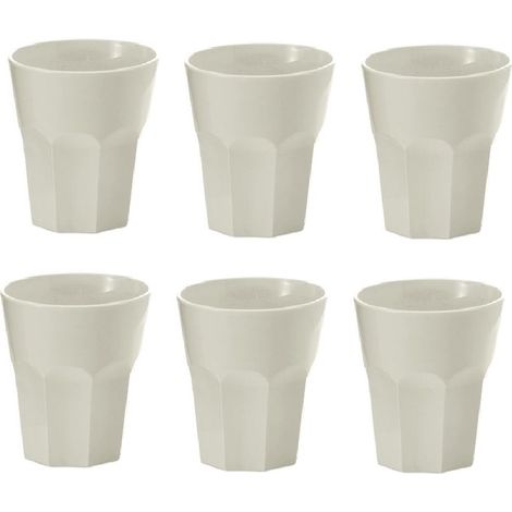 Set di 6 Bicchieri in plastica Dura colore Bianco Panna 29 Cl pic nic  Outdoor Scampagnate Campeggio Mare e Montagna Lavabili in Lavastoviglie Prodotto in Italia