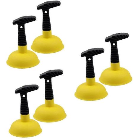 Lot de 3 ventouses de débouchage pour WC et lavabo, en caoutchouc jaune (2 pièces x 3). (1/5)
