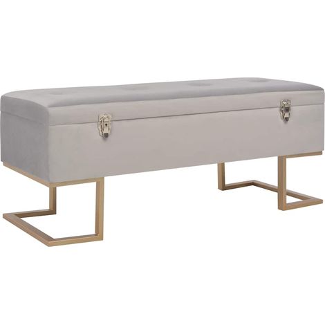 Banc Coffre de rangement avec compartiment - Banquette Pouf 105 cm Gris Velours BV148670 - BonneVie (1/5)