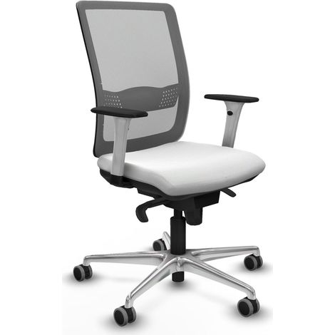 Chaise piqueras y crespo Haches blanc dossier fixe roulettes parquet (1/2)