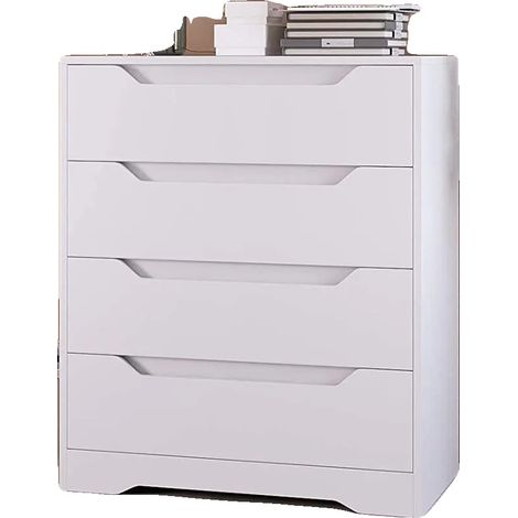 Cómoda, aparador de 4 cajones, diseño moderno, blanco. (1/2)
