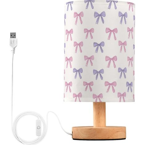 Kcldeci Lampe de chevet avec nœuds violets et roses pour chambre (1/5)