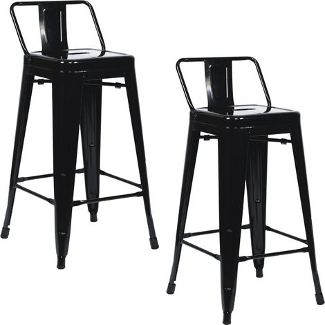 2er-Pack stapelbare Industrie-Hocker aus Stahl, 41 x 41 x 85 cm, Thinia Home