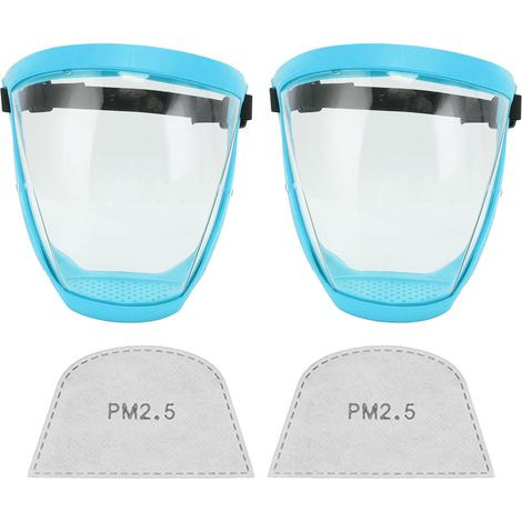 2 pièces Masque de Protection Transparent Réutilisable avec Élastique et Filtres en Coton, Couleur Bleu Lac pour Enfants (1/5)