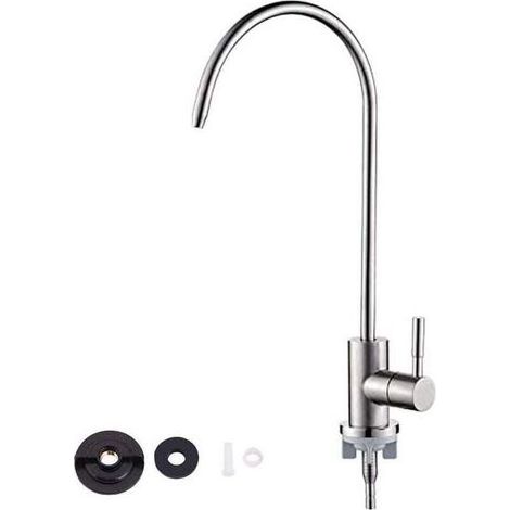 1/4\" Küchenarmatur aus verchromtem Edelstahl mit Umkehrosmose-Trinkwasserfilter in Schwanenhalsform. (1/5)