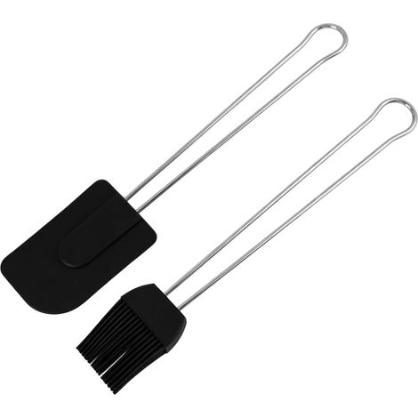Spatule de Cuisine, spatule patisserie inclure marise noire + pinceau huile silicone noir, résistants à la chaleur, polyvalents pour pâtisserie, cuisson, barbecue et préparation culinaire (1/5)