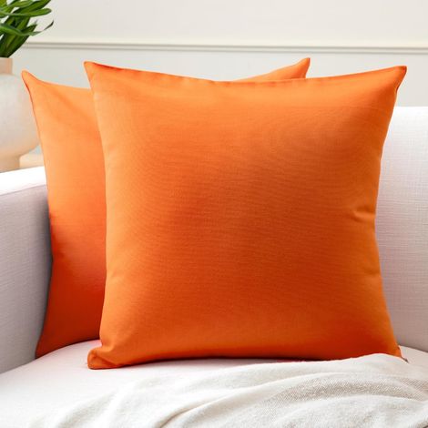Couvre-oreillers de Lancement de Coton Ensemble de 2 丨 20x20 in (50x50 cm) - Orange 丨 Pas d'insert 丨 Plaine Square Cas d'oreiller 丨 Lavable (1/5)