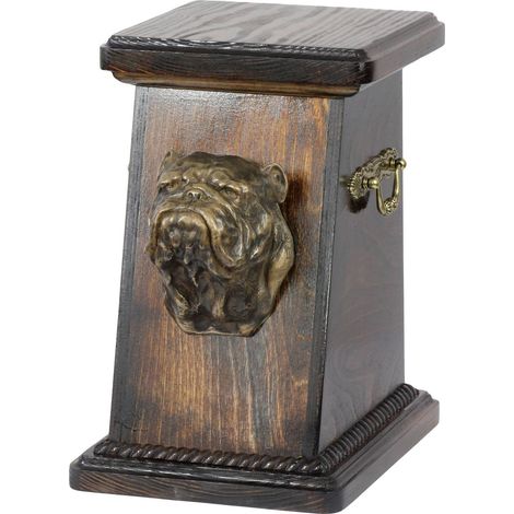 Bouledogue anglais, urne funéraire pour chien, urne élégante avec statuette, urne commémorative avec buste de chien par Art-Dog (1/5)