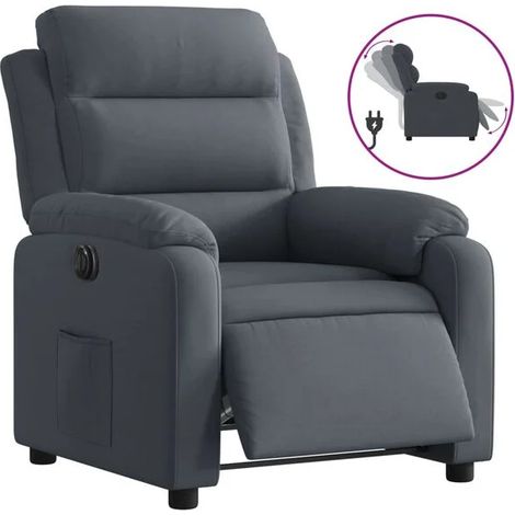 Fauteuil inclinable électrique en velours gris foncé (1/5)
