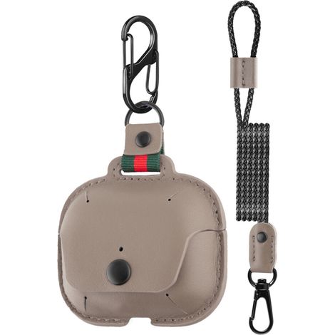 Esta funda de cuero auténtico está diseñada para los AirPods Pro y cuenta con un cierre magnético y un indicador LED claramente visible en la parte frontal. (1/2)