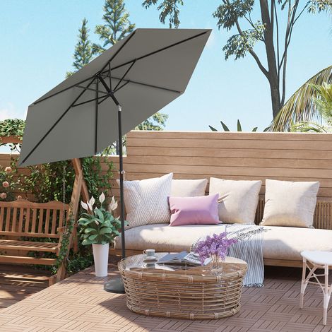 WOLTU Sonnenschirm Balkonschirm Φ270cm Strandschirm UV-beständig wasserdicht Sonnenschutz, höhenverstellbar, 45°knickbar, mit Handkurbel Tragetasche, Balkon Strand Garten, sechseckig, Dunkelgrau