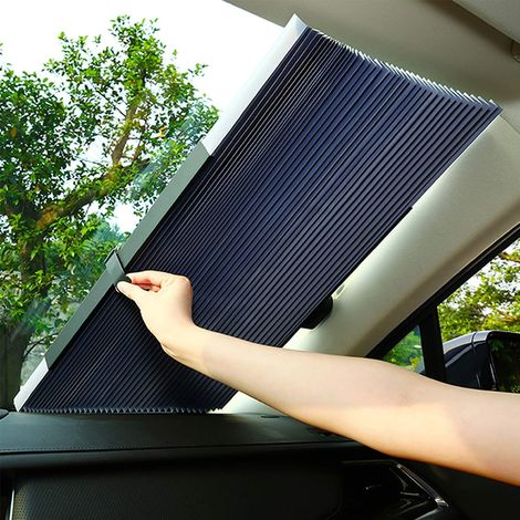 Parasole retrattile per parabrezza auto, protezione solare per parabrezza anteriori di SUV, compatibile con tutti i veicoli. (46 cm) (1/5)