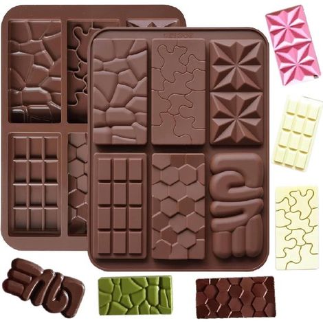 2 stampi in silicone per cioccolato, 6 forme per preparare i tuoi cioccolatini, resistenti al calore, rivestimento antiaderente, facili da pulire, divertenti forme 3D per cioccolato e pane. (1/5)